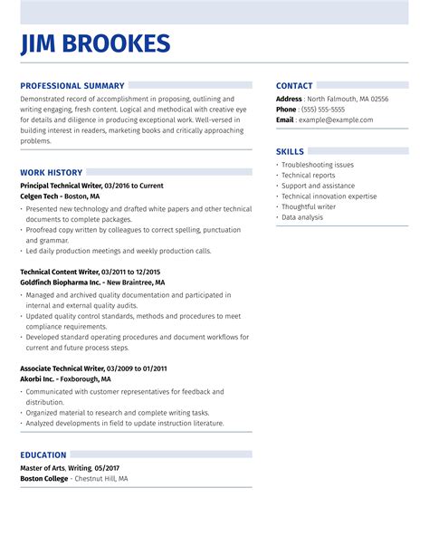 technical writer resume samples good resume examples