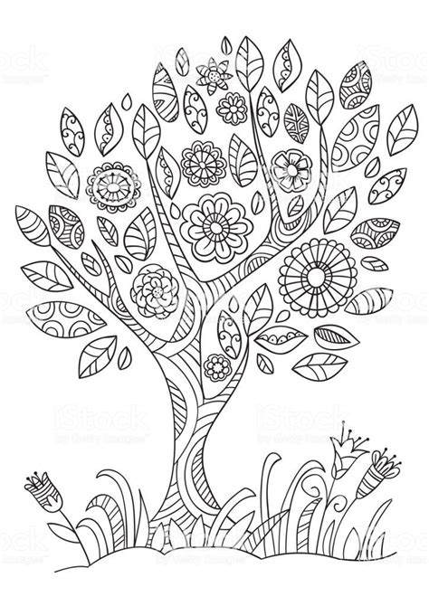flowering tree  doodle style royalty  art stock vector tree