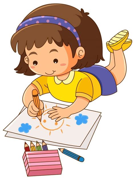 kid drawing clipart ready    girl drawing girl