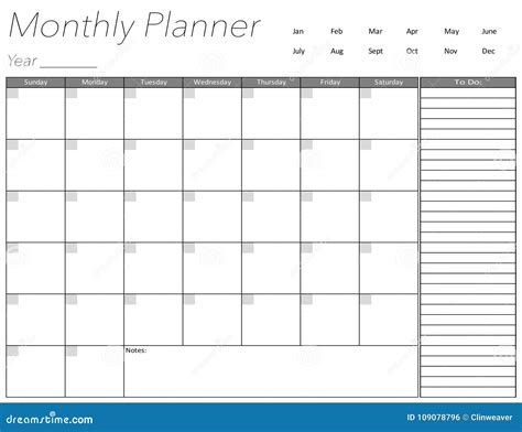 blank monthly planner page stock illustration illustration  calendar