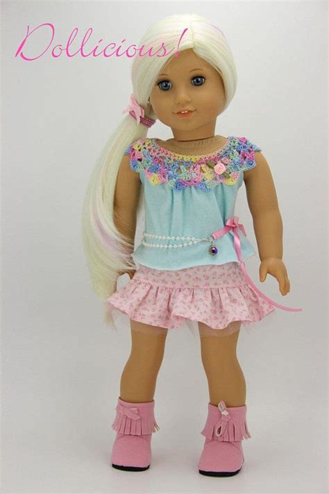 Handmade 18 Inch Doll Clothes Pink And Blue 3 Piece Summer Etsy