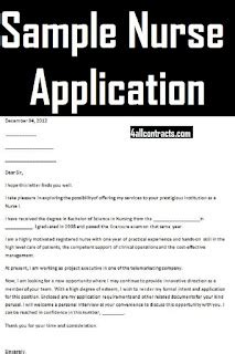 sample nurse application letter sample contracts