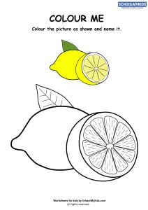 colour  lemon coloring pages worksheet  preschoolkindergarten