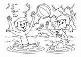 Coloring Water Fun Lake Pages Kids Playing Getcolorings Color Edupics Large sketch template