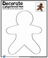 Gingerbread Man Coloring Christmas Pages Printable Decorate Template Preschool Sheets Crafts Worksheets Blank Sheet Preschoolers Kindergarten Color Toddler Projects Outline sketch template