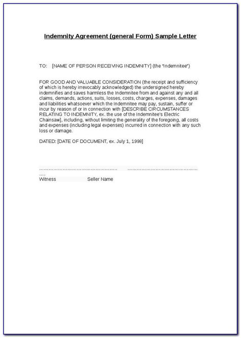 letter  indemnity template shipping