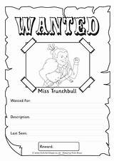Matilda Colouring Pages Dahl Wanted Trunchbull Poster Miss Roald Roahl Activities Sheets Trending Days Last Choose Board sketch template
