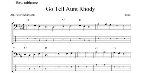 Free Easy Bass Guitar Sheet Music Go Tell Aunt Rhody