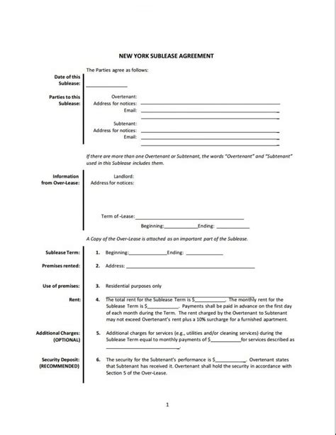 york printable lease agreement  printable lease agreement ny