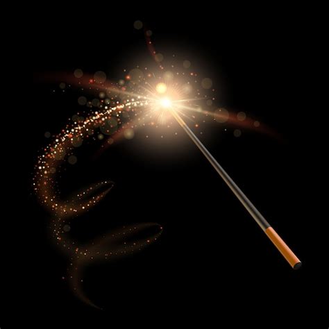 premium vector wizard magic wand sparkles wizard glitter golden trail  miracle magician