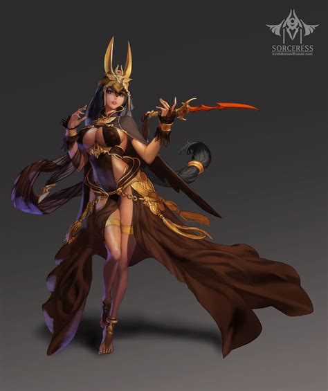 Artstation Sorceress Jeongjun Kim Warrior Woman Fantasy Girl