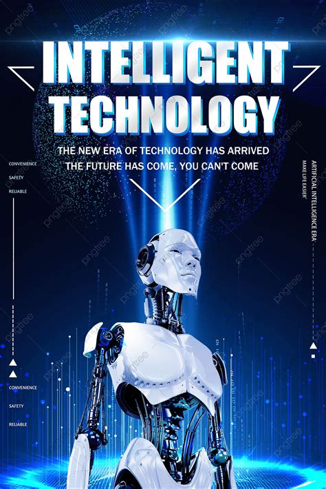 blue robot artificial intelligence technology poster template