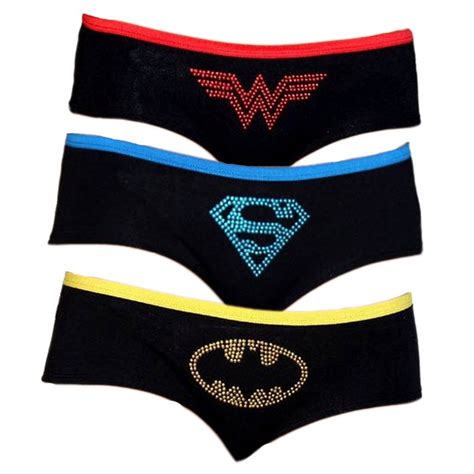 Womens Dc Comics Superheroes Superman Batman Wonder Woman 3 Pack Panty