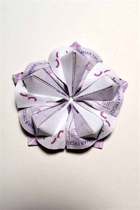 amazing money flower euro bills origami tutorial diy folded  glue