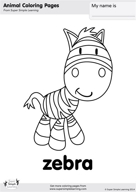 zebra coloring page super simple