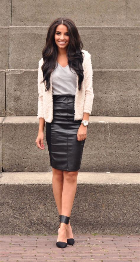 cool and classy leather skirt outfit ideas the wow style
