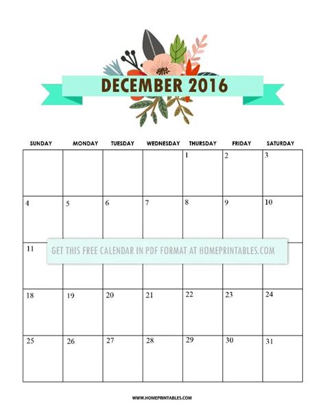 printable december  calendar home printables