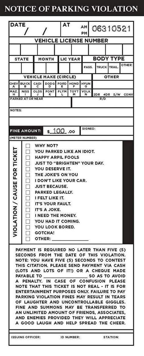 fake parking ticket printable printable word searches