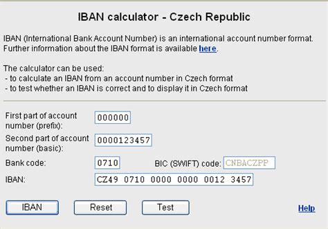 enter  account number   calculator czech national bank