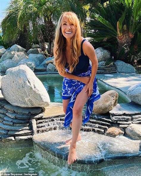 Jane Seymour 71 Puts On A Leggy Display In Navy Swimsuit And Sarong