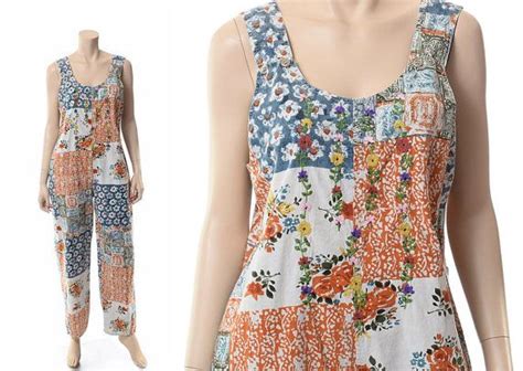 vintage 70s 80s india embroidered bib overalls by