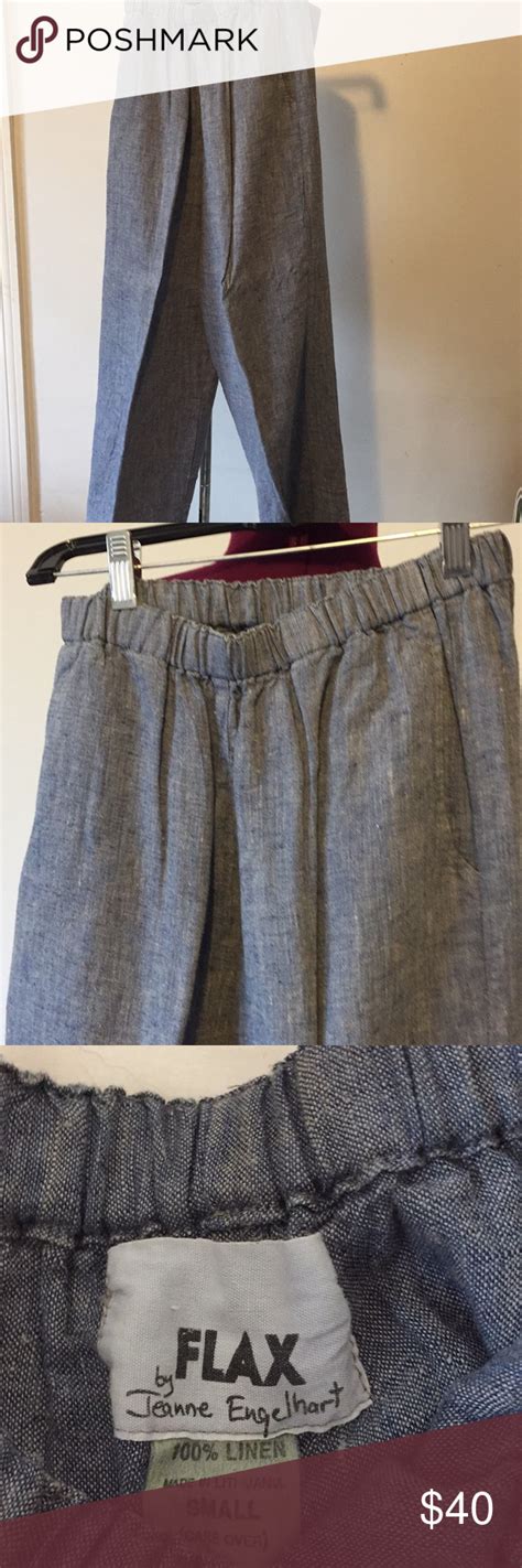 vintage flax by jeanne engelhart linen pants wide leg pants colored