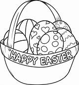 Easter Coloring Bunny Pages Clip Clipart Happy Egg sketch template