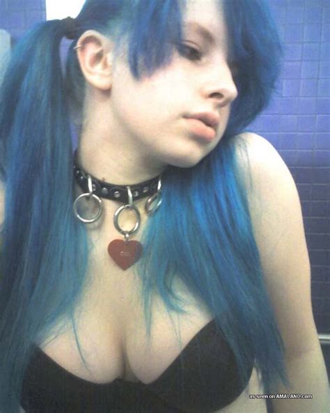 topless blue hair goth emo hotties