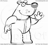 Pajamas Bear Cartoon Waving Footie Clipart Outlined Coloring Vector Thoman Cory Regarding Notes sketch template