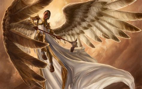 fantasy girl female wings feathers hammer angel background angel