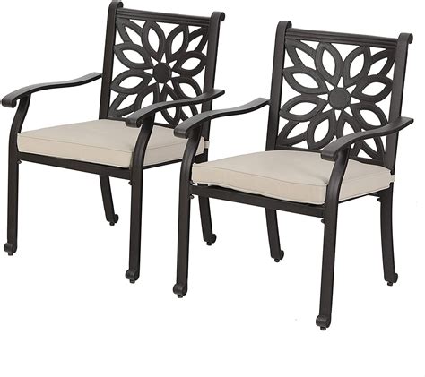 mf studio outdoor patio cast aluminum extra wide armrest dining chairs