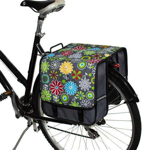 amazoncom bikybag classic  bicycle double panniers gray daisy sports outdoors