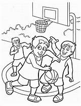 Basketball Playing Coloring Kids Pages Drawing Children Girl Colouring Sketch Sports Pdf Print Sheets Silhouette Sport Printable Color Boys Template sketch template
