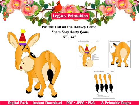printable pin  tail   donkey game printable etsy