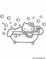 Bath Bubble Coloring Kitty Hello Clipart Pages Color Clip Printable Bathtub Girl Clipground Cliparts sketch template