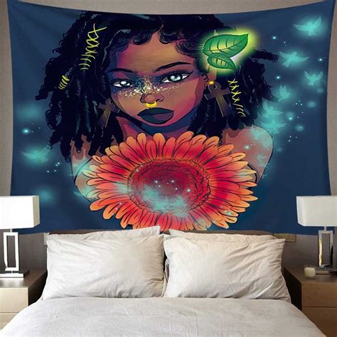 cilected african woman girl printed tapestry wall hanging home etsy
