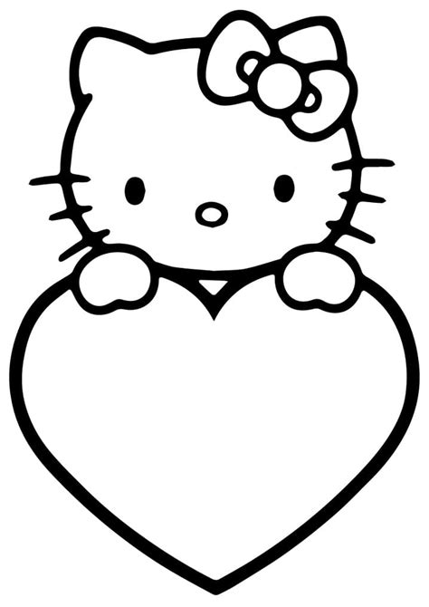 kitty  heart coloring page  printable coloring pages