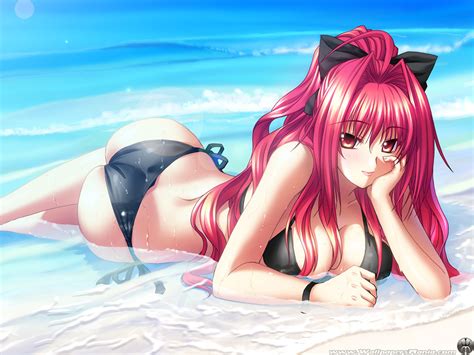 anime bikini girl on the beach desktop wallpaper [1024x768 wallpaper