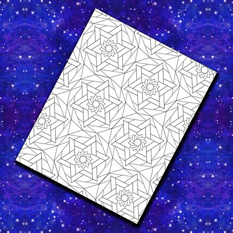 geometric stars coloring page etsy