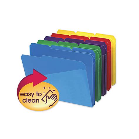 smead poly colored file folders  slash pocket  cut tabs letter