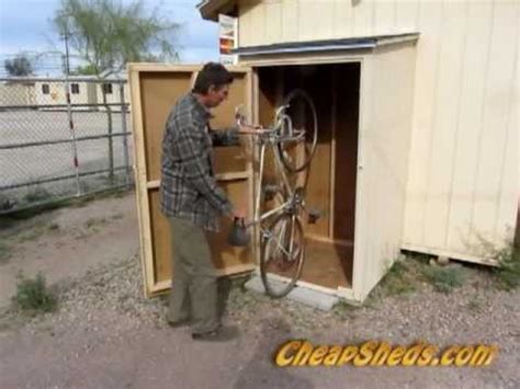 compact vertical bike storage shed plans video youtube