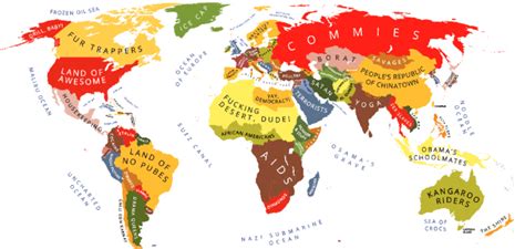 with an irreverent look at the world mapping stereotypes
