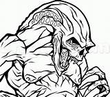 Coloring Aliens Predator Dragoart Resurrection sketch template
