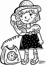 Coloring Talking Phone Girl Pages Little Printable Drawing Paper sketch template