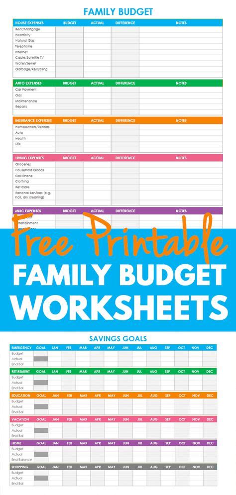 printable family budget worksheets family budget budgeting