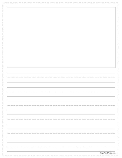 printable lined writing paper  drawing box paper trail design