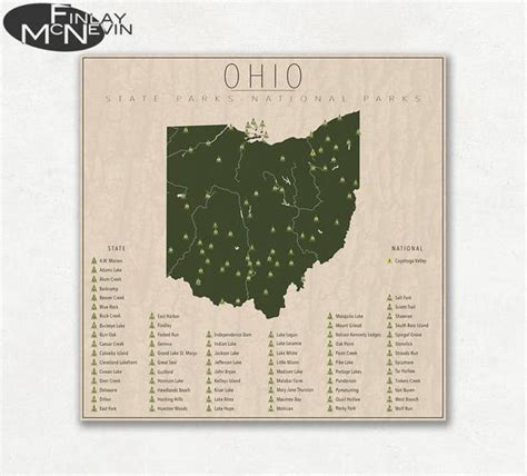 ohio parks national  state park map fine art photographic
