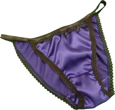 shiny satin string bikini mini tanga panties royal purple with black