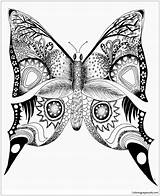 Pages Difficult Butterfly Coloring Mandala Kids Color sketch template