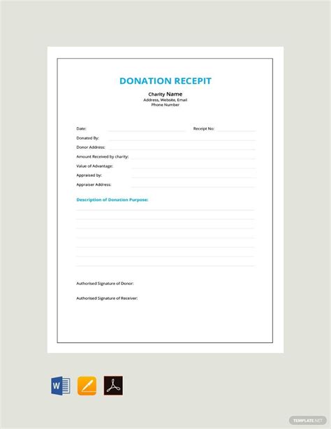 donation receipt template   word excel  apple pages